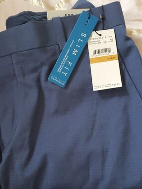 Perry Ellis Portfolio Slim Fit Blue Dress Pants